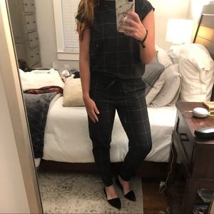 Black windowpane jet setter jumpsuit